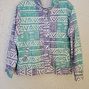 Colorful Geometric Pattern Jacket Vintage 80s Ski Jacket By Izzi Size Med/large